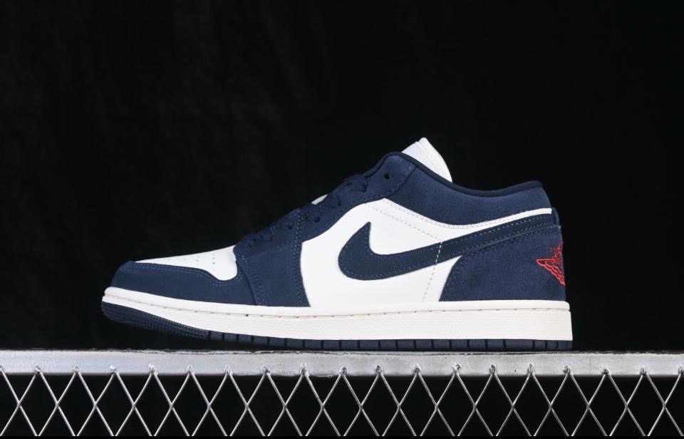 Jordan 1 Low - Azul Marinho Branco e Vermelho